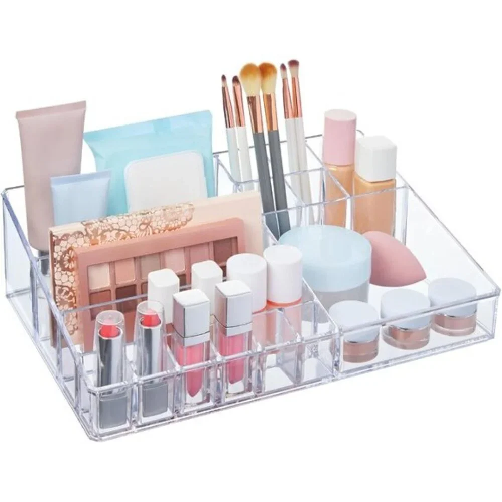 New Audrey Clear Makeup Organizer with 15 Compartments for Brushes & Palettes